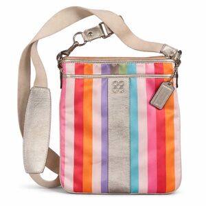 Coach Julia Legacy Rainbow Stripe Crossbody Bag Colorful Festival Y2K